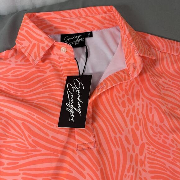 Sunday Swagger boys Golf Shirt Orange/White NWT size M - Picture 2 of 5